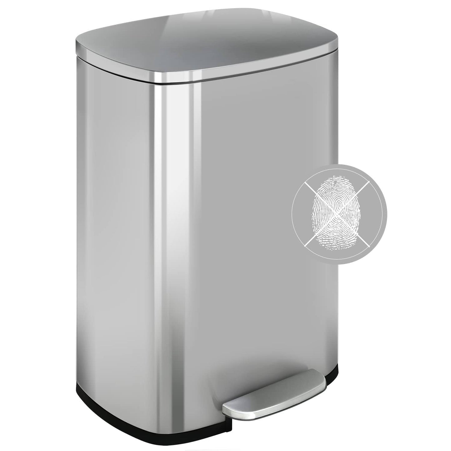 HCY Trash Can, Garbage Can 13 Gallon 50L Stainless Steel Metal Bathroom Step Trash Can for Home and Kitchen Waste and Recycl